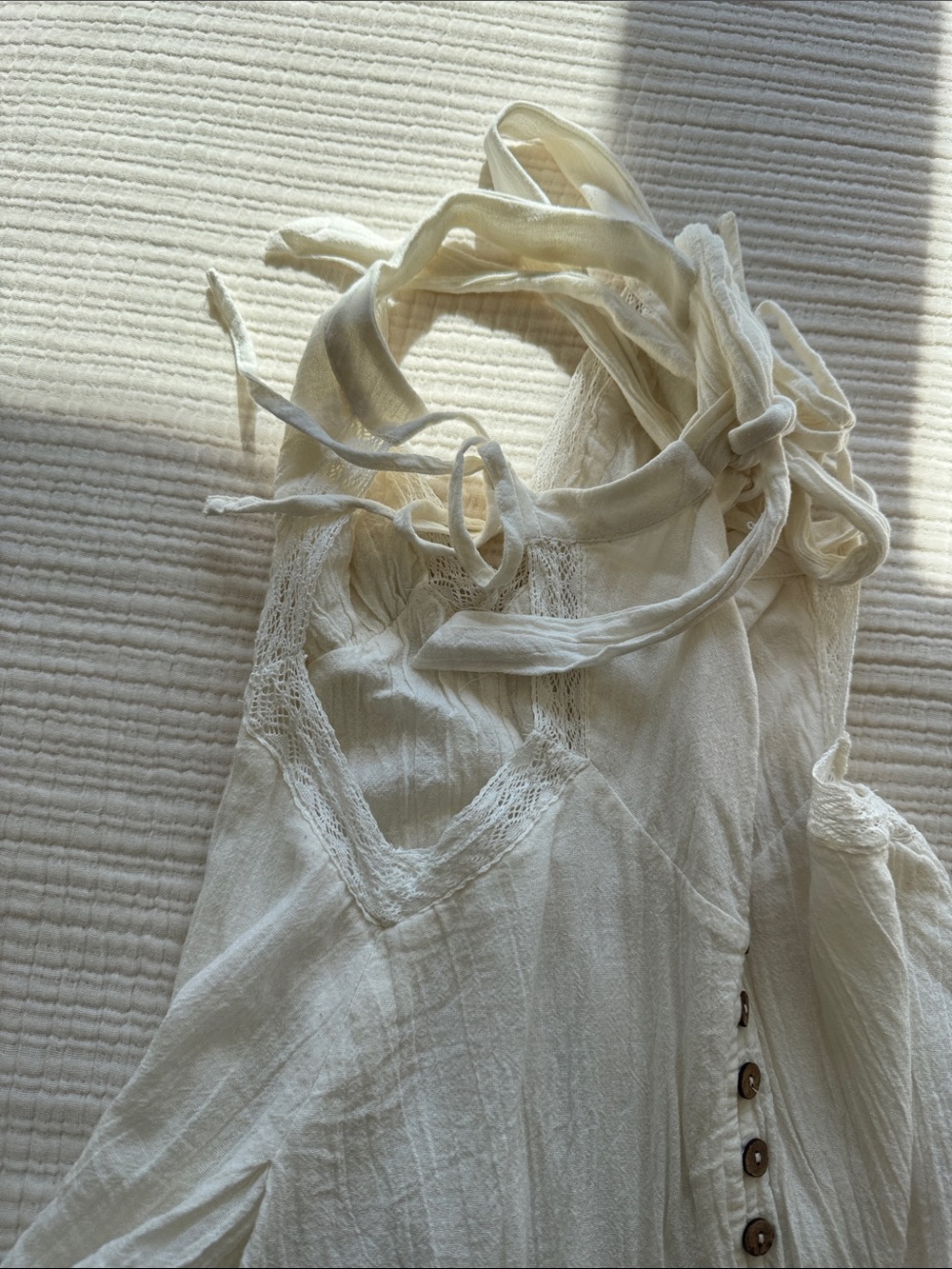 Free People White Tie-Shoulder Summer Dress - Picture 5 of 5